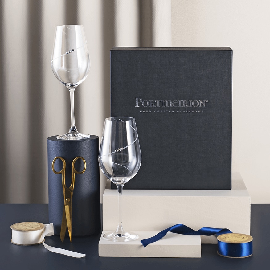 Portmeirion Auris Swarovski Crystal Wine Glasses 