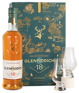 Glenfiddich 18-Year-Old Single Malt Whisky & Two Glasses Gift Set (70cl)