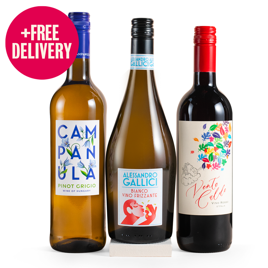 Celebration Trio Pinot Grigio, Italian Red & Sparkling Wine Gift-Free Delivery* Celebration Trio Pinot Grigio, Italian Red & Sparkling Wine Gift-Free Delivery*