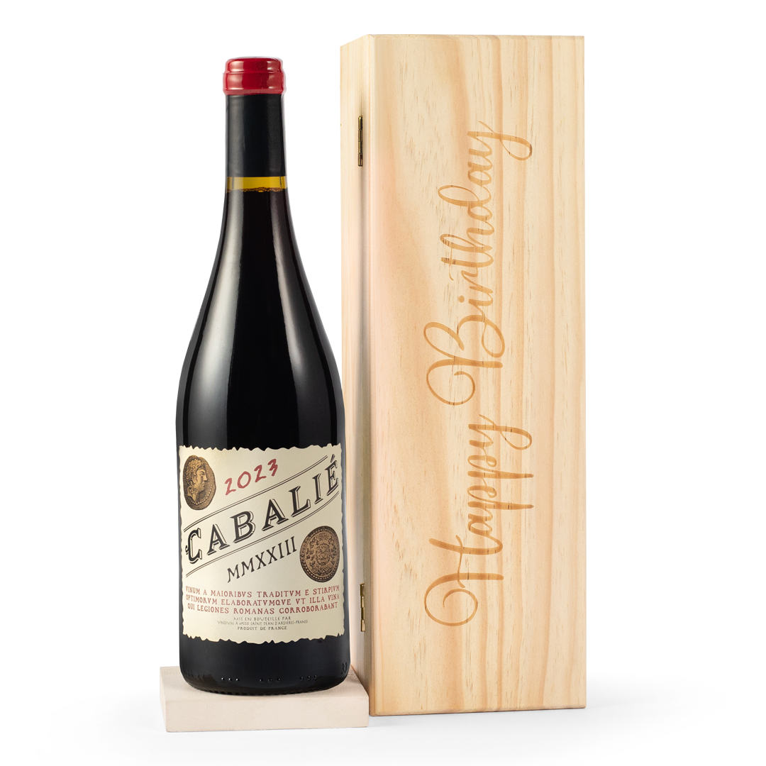 Happy Birthday Red Wine In Wooden Gift Box 