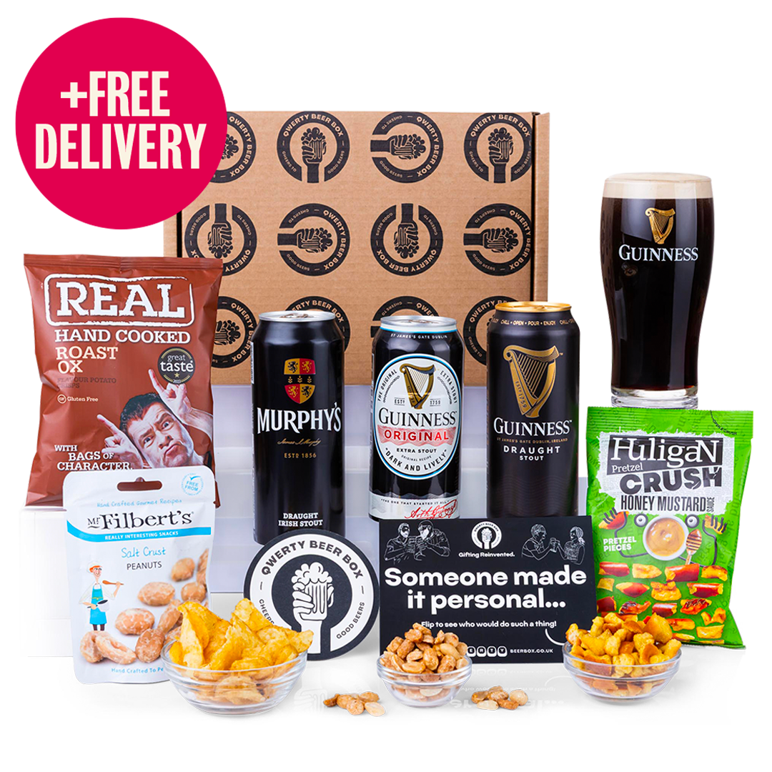 Irish Stout & Snack Hamper with Official Guinness Glass - Free Delivery*